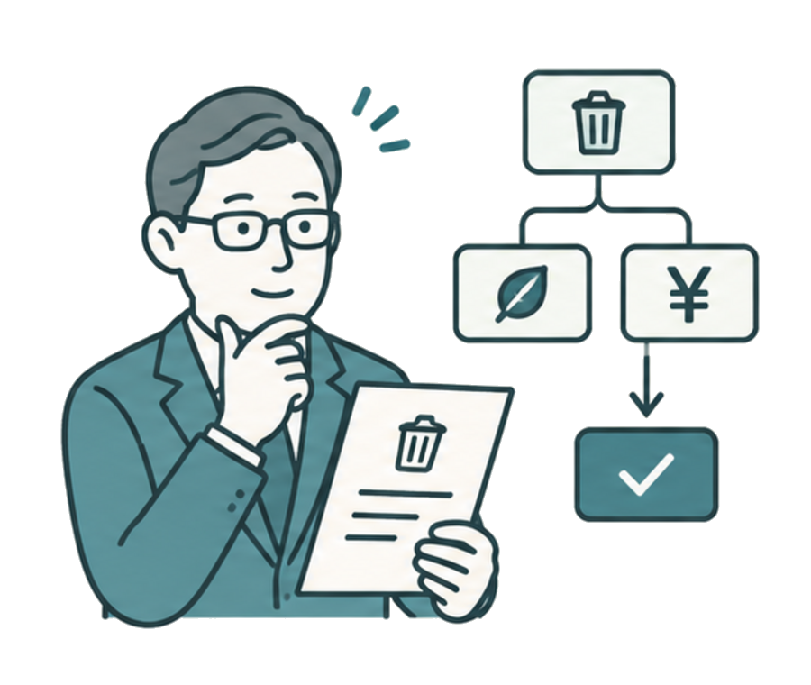 産廃実務担当者とマニフェストのイラスト